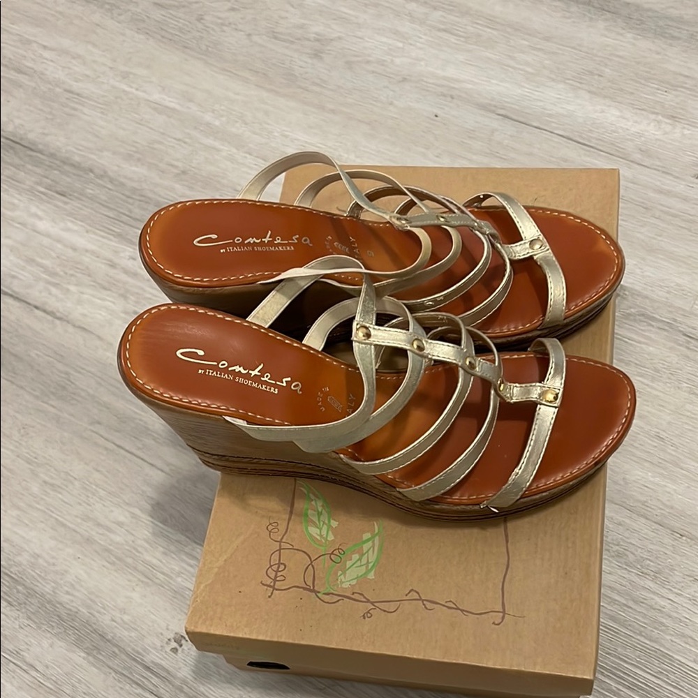 Comfosa Women's Elegant Gold Wedge Sandals